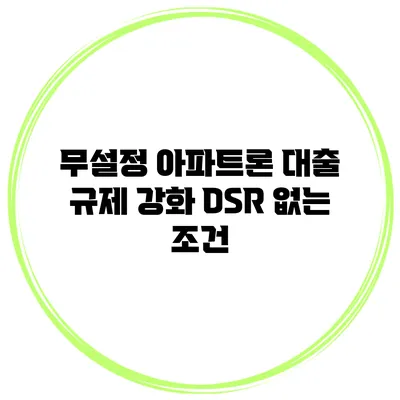 무설정 아파트론 대출 규제 강화 DSR 없는 조건