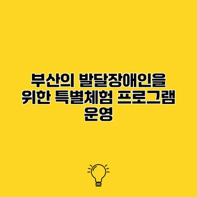 부산의 발달장애인을 위한 특별체험 프로그램 운영
