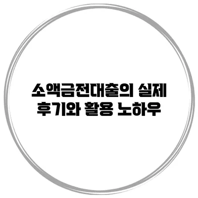 소액금전대출의 실제 후기와 활용 노하우
