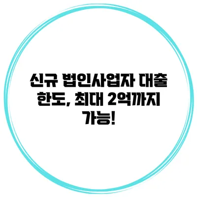 신규 법인사업자 대출 한도, 최대 2억까지 가능!