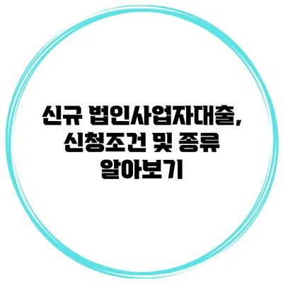 신규 법인사업자대출, 신청조건 및 종류 알아보기