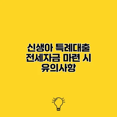 신생아 특례대출 전세자금 마련 시 유의사항