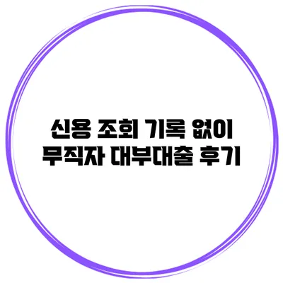 신용 조회 기록 없이 무직자 대부대출 후기