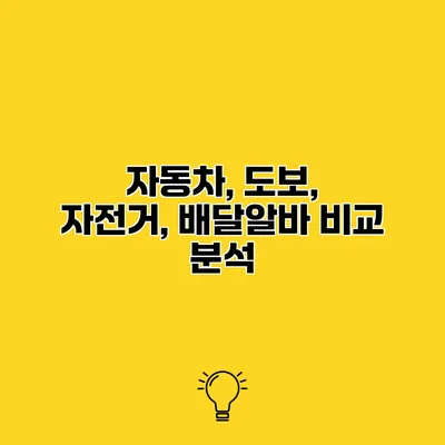 자동차, 도보, 자전거, 배달알바 비교 분석