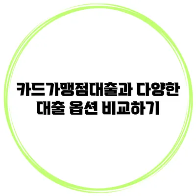 카드가맹점대출과 다양한 대출 옵션 비교하기